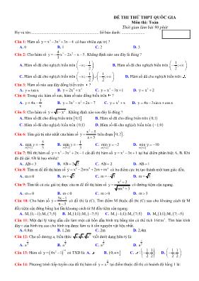 Đề thi thử 90 THPT quốc gia môn thi Toán học